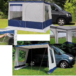Avance ampliación para furgonetas campers, con ventanas translucidas, ventilacion y cortinas
