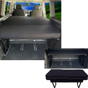 Cama para camper volkswagen T5, T6 y T6.1 multivan, incluye colchón con la extensión de cama, altura 51 cm.
