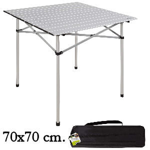 Mesa de camping de 70 cm. plegable de aluminio, medidas 70x70x70 cm.