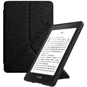 Funda Kindle Paperwhite slim negra con soporte vertical con función despierta o duerme automáticamente cuando se abre y cierra la funda