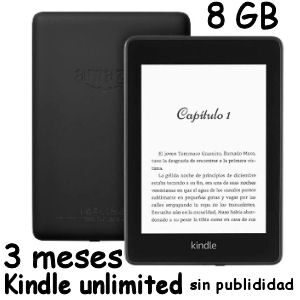 Lector de libros Kindle Paperwhite de 8 GB sin publicidad con 3 meses gratis de kindle unlimited, con pantalla de 6 pulgadas de alta resolución